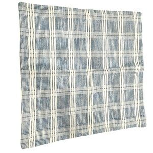 Accent Pillow Cover Blue/Cream Plaid Textured Woven Classic Boho Zoo back 18x18”